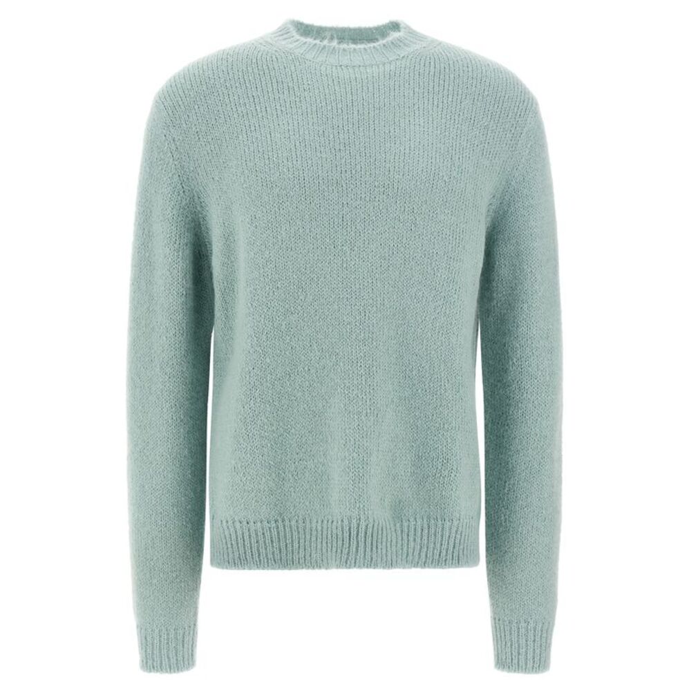 Jil Sander Blue Alpaca Leather Men's Cardigan